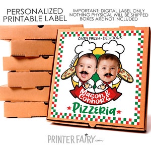 Pizza Box Printable Label for Joint Parties, Pizza Birthday Party, Italian Birthday, Chef Birthday, Personalized Label, Party Decor