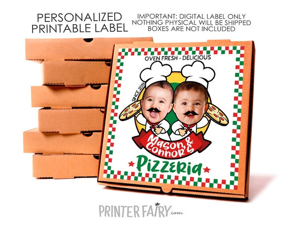 Pizza Box Printable Label for Joint Parties, Pizza Birthday Party, Italian Birthday, Chef Birthday, Personalized Label, Party Decor Il_570xn