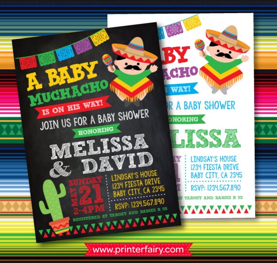 Mexican Themed Baby Shower Invitations / Fiesta Baby Shower Invitations