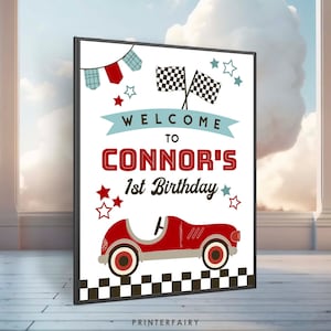 Race Car Birthday Party Welcome Sign, EDITABLE, Racing Car Party, Racing Party Decorations, Racing Car Birthday Party, Printable Invitation