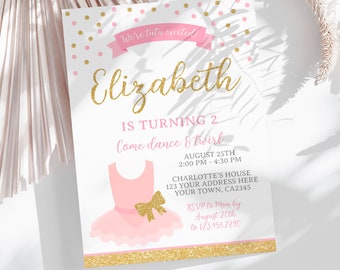 EDITABLE Ballerina Birthday Invitation, Tutu Invitation, Dance Birthday Party, Ballet Invitation, Any age, INSTANT DOWNLOAD