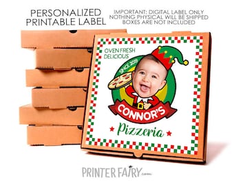 Christmas Pizza Box Printable Label, Pizza Birthday Party, Italian Birthday, Chef Birthday Party, Personalized Printable Label, Party Decor