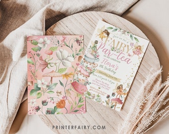 Editable Fairytale Tea Party Birthday Invitation, Floral Autumn Garden (Digital)