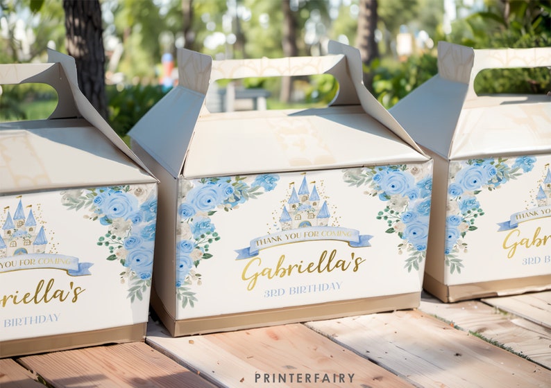 Cinderella Gable Box Label, Princess Party Favors Label, Fairytale