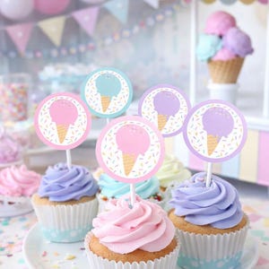 Eis Party Topper, Etiketten oder Aufkleber, druckbare Dekorationen, Instant Download Bild 1
