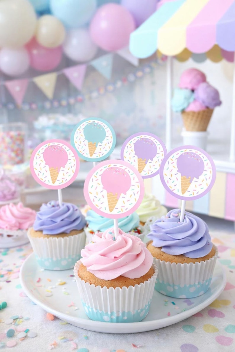 Eis Party Topper, Etiketten oder Aufkleber, druckbare Dekorationen, Instant Download Bild 1