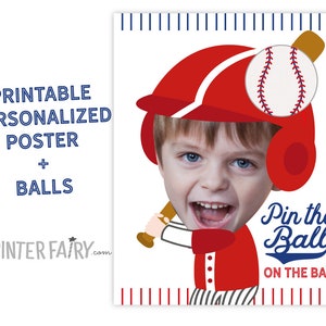 Baseball Birthday Party, Pin the ball game, Sports Birthday Party, Baseball Games, Baseball Birthday Decorations, DIGITAL Personalized item image 2