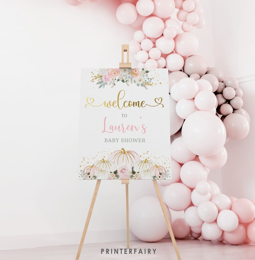 Editable Pink Gold Floral Party Welcome Sign Perfect Sign Template for ...