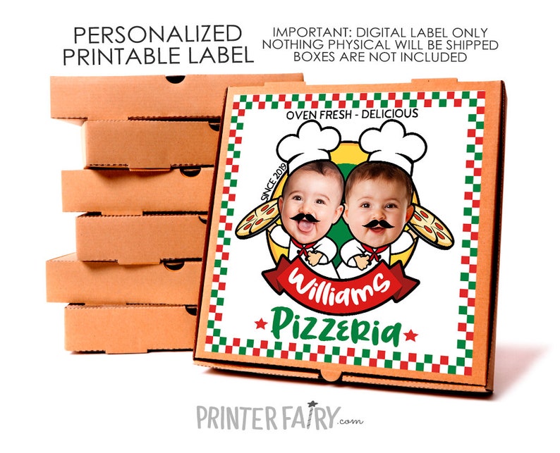 Pizza Box Printable Label for Joint Parties Pizza Birthday Etsy