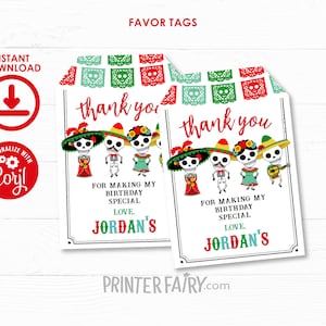 Dag van de doden Gunst Tags, Dia de los muertos Dank u Tags, Dia de los muertos decoraties, cadeau tag, Instant Download