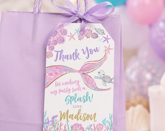 Bearbeitbare Mermaid Favor Tags, Under the Sea Birthday (Instant Download)
