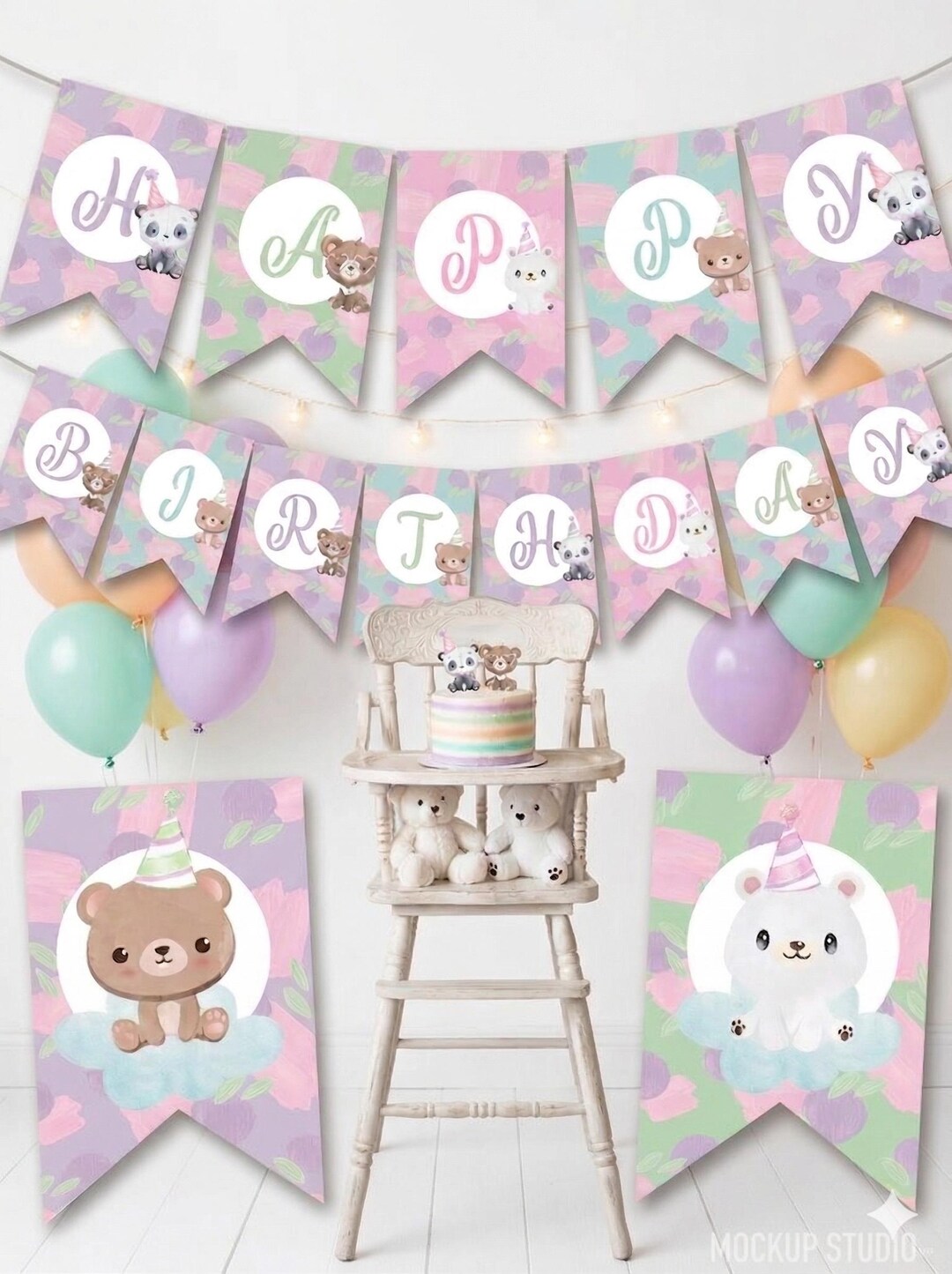 Bear Happy Birthday Banner Editable Template to Add Your Own Text ...