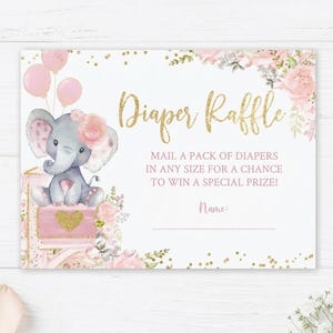 Editable Elephant Diaper Raffle Ticket (Baby Shower by Mail) (Digital Download)