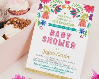 Fiesta Baby Shower Invitation, en Español, Editable Mexican Floral Fiesta Party Invite, Mexican Baby Sprinkle Invite, Instant Download