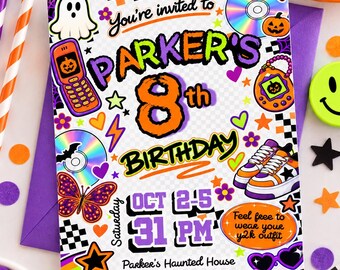 Halloween Birthday Invitation, Instant Download