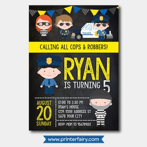 Cops and robbers Invitation, Police Birthday Invitation, Police Birthday Party, DIGITAL, 2 Options image 3