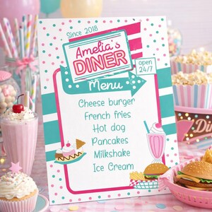 Diner Editable Menu Template Sign, INSTANT DOWNLOAD