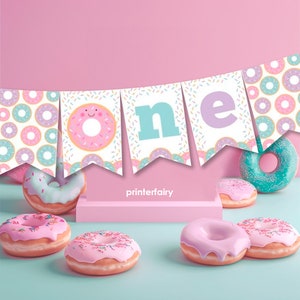 Donut Banner, Donut Erster Geburtstag Dekorationen, EIN Banner, Hochstuhl Banner, 1. Geburtstag Dekorationen, Printable Banner, INSTANT DOWNLOAD