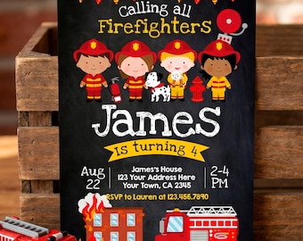 Editable Firefighter Birthday Party Invitation Template (Instant Download)