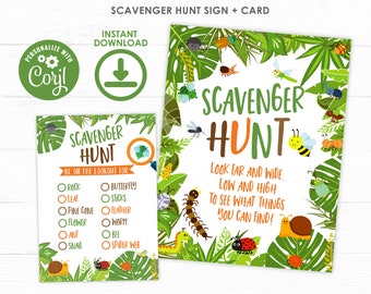 Bugs Scavenger Hunt Game, EDITABLE, Insects Printable Games, Creepy Crawlers Printable Games, Bugs Sign, INSTANT DOWNLOAD