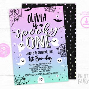 Spooky One Invitation, EDITABLE Halloween 1st Birthday Invitation, Ghost Invitation, Spooky Invitation, Spooktacular Party, INSTANT DOWNLOAD