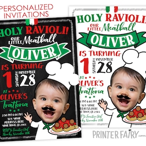 Convite de espaguete com foto, convite de aniversário de macarrão, convite de aniversário italiano, convite de chef, convite personalizado para impressão