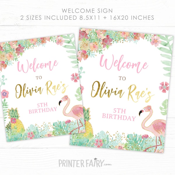 Flamingo Welcome Sign , EDITABLE, Flamingle Birthday Party, Tropical Birthday Decorations, Flamingle Sign, INSTANT DOWNLOAD