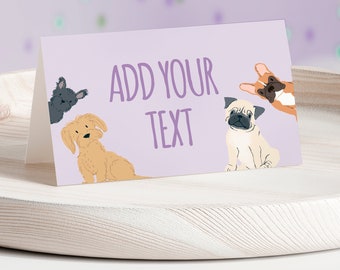 Puppy Pawty Food Tents, Editable Dog Birthday Labels (Digital Download)