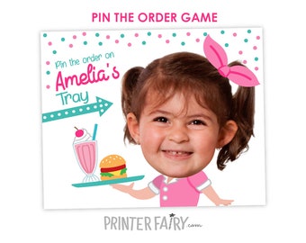 Pin The Order Game, Diner Birthday Party, 50s Birthday Party, Birthday Decorations, Pin the Tail Game, Printable Sign, Digital PERSONALIZED