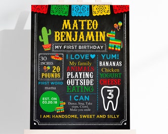 Fiesta Birthday Board, EDITABLE, Cinco de Mayo Birthday Board, EDIT YOURSELF Digital Birthday Board, Fiesta Sign, Any Age, Instant Download