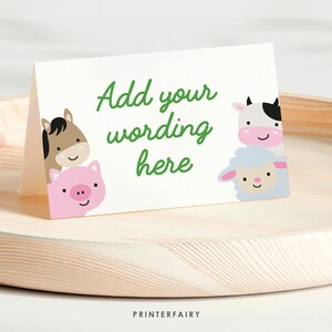 Farm Birthday Party Food Tents, Editable, Farm Animals Food Table Labels, Barnyard Food Tents, Farm Birthday Party Food Table Seating Labels