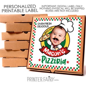 Pizza Box Printable Label, Pizza Birthday Party, Italian Birthday Party, Chef Birthday Party, Personalized Printable Label, Party Decor