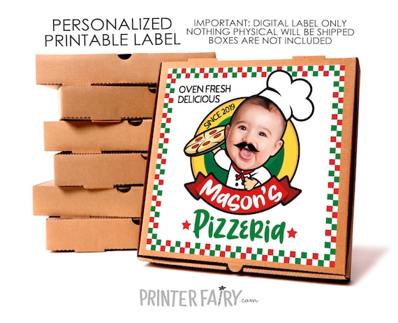 Pizza Box Printable Label, Pizza Birthday Party, Italian Birthday Party, Chef Birthday Party, Personalized Printable Label, Party Decor Il_570xn