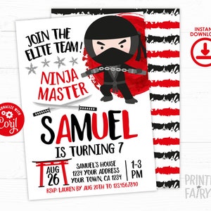 Ninja Geburtstagseinladung, EDITIERBARE Einladung, Martial Arts Geburtstag, Ninja Geburtstag, Ninja Einladung, Karate Einladung, INSTANT DOWNLOAD