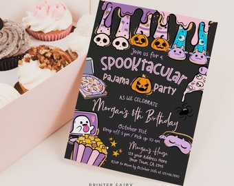 Halloween Spooktacular Pajama Party Editable Invitation, Instant Download