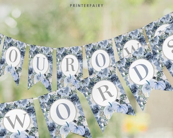 Dusty Blue Shower and Birthday Banner: Pumpkin Floral Decoration Perfect for Pumpkin Parties, Fall Bridal or Baby Showers. Edit with Corjl