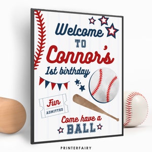 Baseball Welcome Sign, EDITABLE, Baseball Birthday Sign, Baseball Birthday Party Welcome Sign, Sports Birthday Party Invitation, Printable