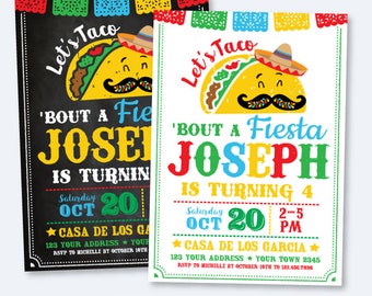 Taco Birthday Invitation, Fiesta Birthday Party, Mexican Birthday Invitation, Printable Personalized Digital Invite, 2 Options