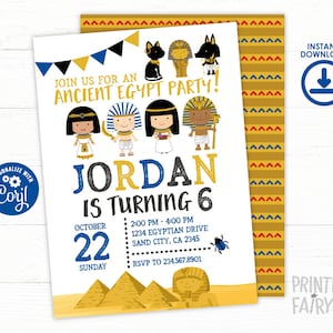 Egypt Birthday Invitation, EDITABLE Egyptian Birthday Invitation, Egyptian Party, Adventure Birthday, INSTANT DOWNLOAD