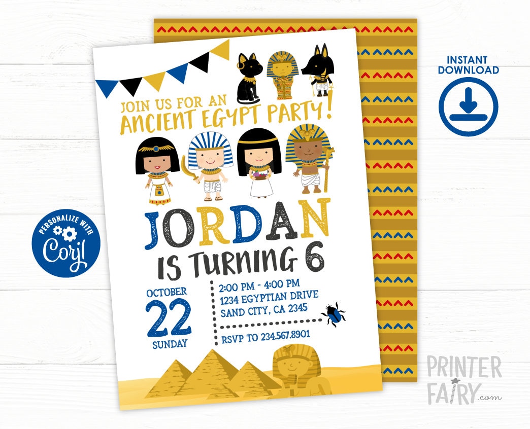 Editable Egypt Birthday Invitation, Adventure Party (instant Download) -  Etsy Israel, image size:1044x846