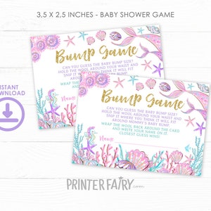 Mermaid Baby Shower Games, Bump Game, Insert, Girl Baby Shower, Baby Shower Printable Games, INSTANT DOWNLOAD