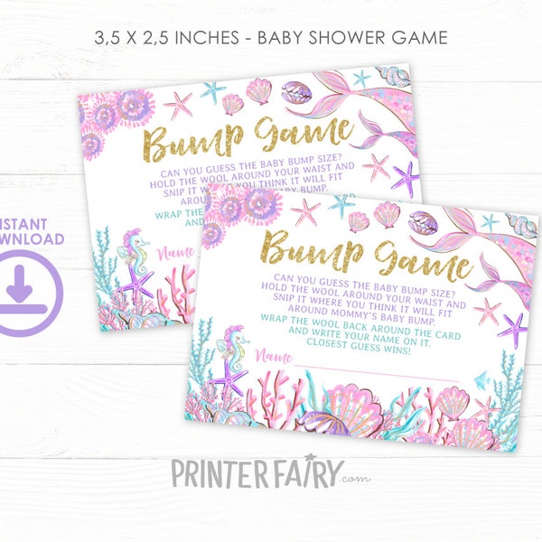 Mermaid Baby Shower Games, Bump Game, Insert, Girl Baby Shower, Baby Shower Printable Games, INSTANT DOWNLOAD