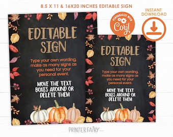 Pumpkin Patch Editable Sign, Fall Birthday Decorations, Pumpkin Birthday Party, Pumpkin Welcome Sign, Thanksgiving decor, Instant Download