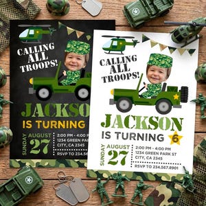 Invitación de cumpleaños del ejército personalizada con foto / Invitación a fiesta militar Diseño digital o imprimible