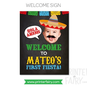 Fiesta Welcome Sign, First Birthday, Cinco de Mayo PRINTABLE decorations, Mexican Birthday, Personalized Printable Sign