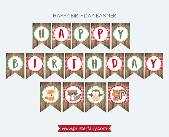 Woodland Printable Banner Forest Birthday Party Decor Printable