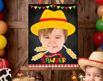 Personalized Farm Birthday Pin the Straw Game (Digital Download)