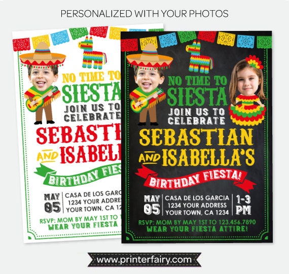 fiesta birthday invitation with