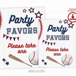 Baseball Table Sign, Party Favors Sign, Baseball Decorations, Baseball Birthday Party, Sports Birthday, INSTANT DOWNLOAD