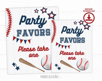 Baseball Table Sign, Party Favors Sign, Baseball Decorations, Baseball Birthday Party, Sports Birthday, INSTANT DOWNLOAD